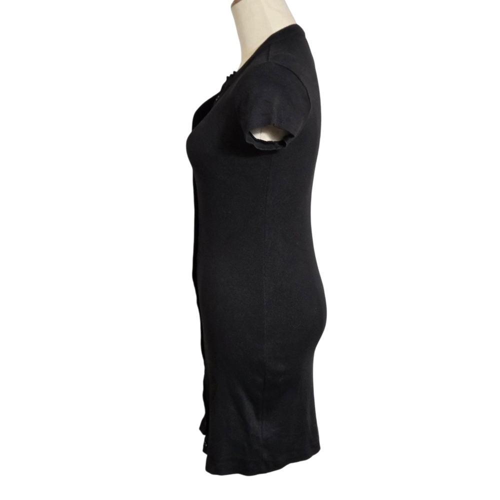Reformation Black Ribbed Button Front Mini Dress - Picture 5 of 8